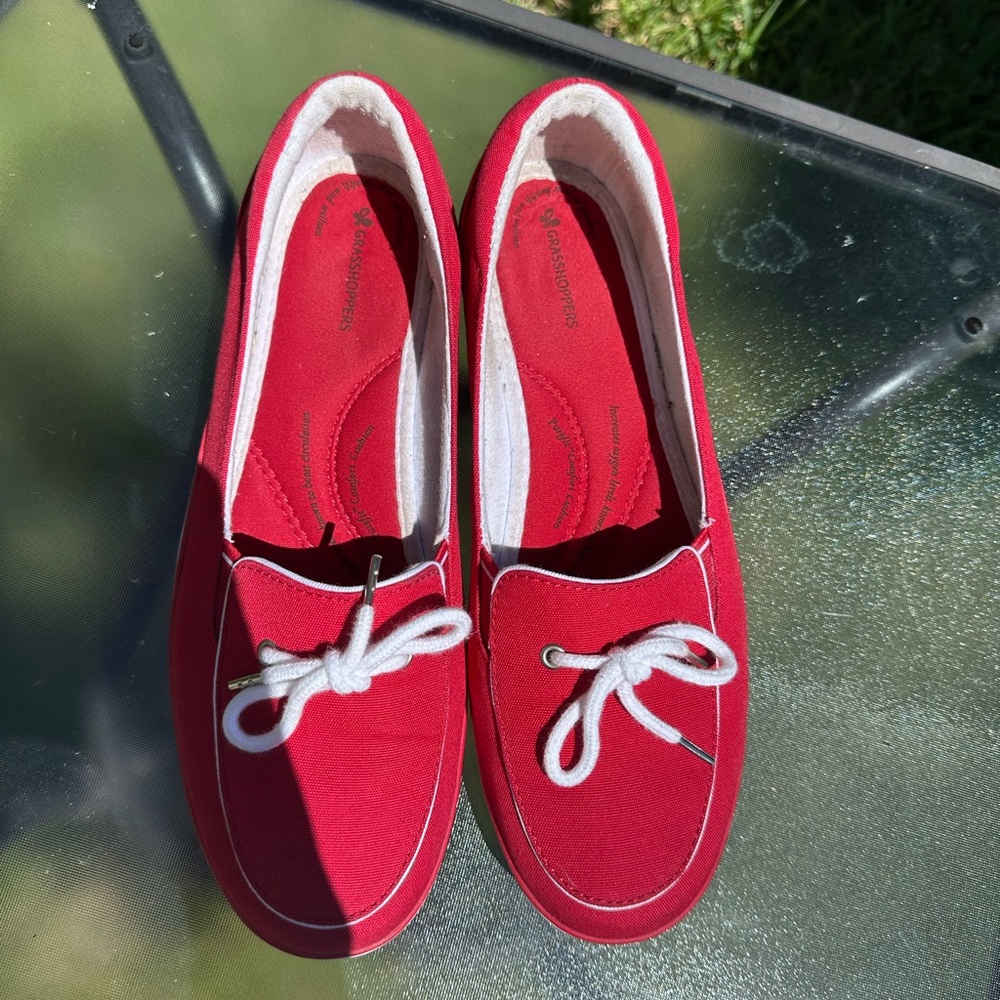 Grasshoppers Red Canvas Boat Shoes Loafers Size 9